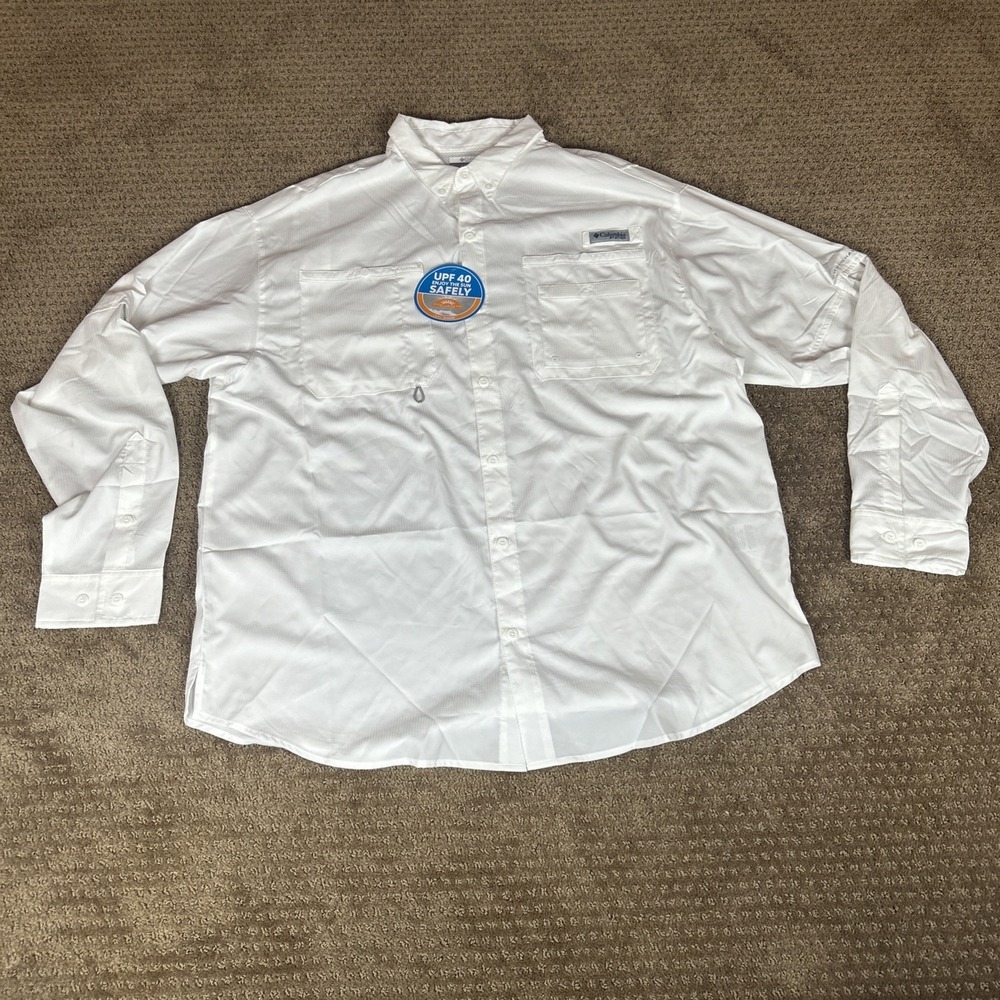 Columbia White Long Sleeve Button-Down Casual Shirt